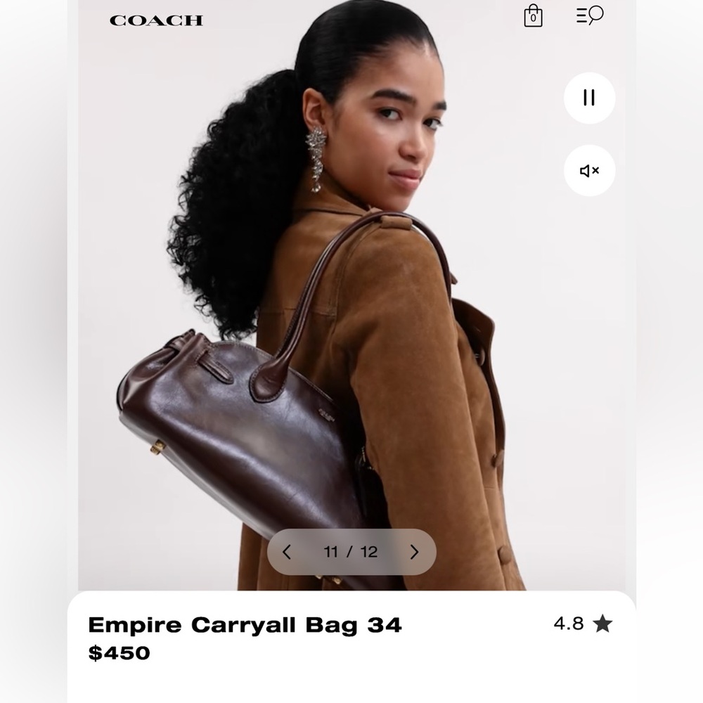 Coach Empire Carryall Bag 34 Glazed Leather Brass/Maple - Picture 16 of 16